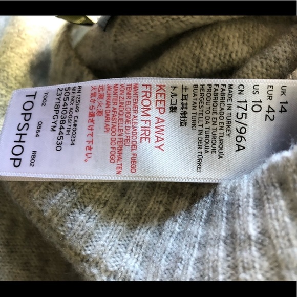 TOPSHOP GRAY SWEATER WITH BUTTON SIDES size 10 - Picture 4 of 4